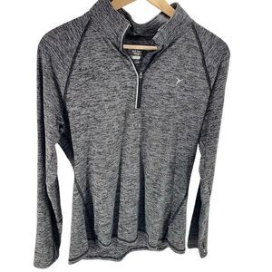 Old Navy Women's Pullover Sweatshirt Half Zip Raglan Sleeve Black White Large